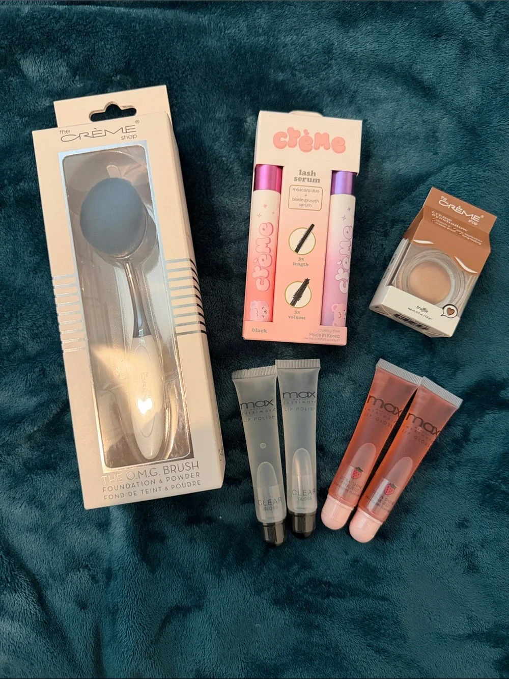 Crème Shop Lash Serum Duo + Makeup Brush, eyeshadow & Lip Gloss Set